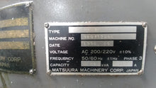 1996 MATSUURA RA-IIF CNC VERTICAL MACHING CENETER/DAUL-PALLET CHANGER/RIGID TAP